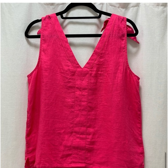JCrew linen bow tank in bright pink - Picture 5 of 7